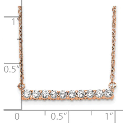 14k Rose Gold 1/2 Ct. Lab Grown Diamond VS/SI+ G+ 18 inch Bar Necklace