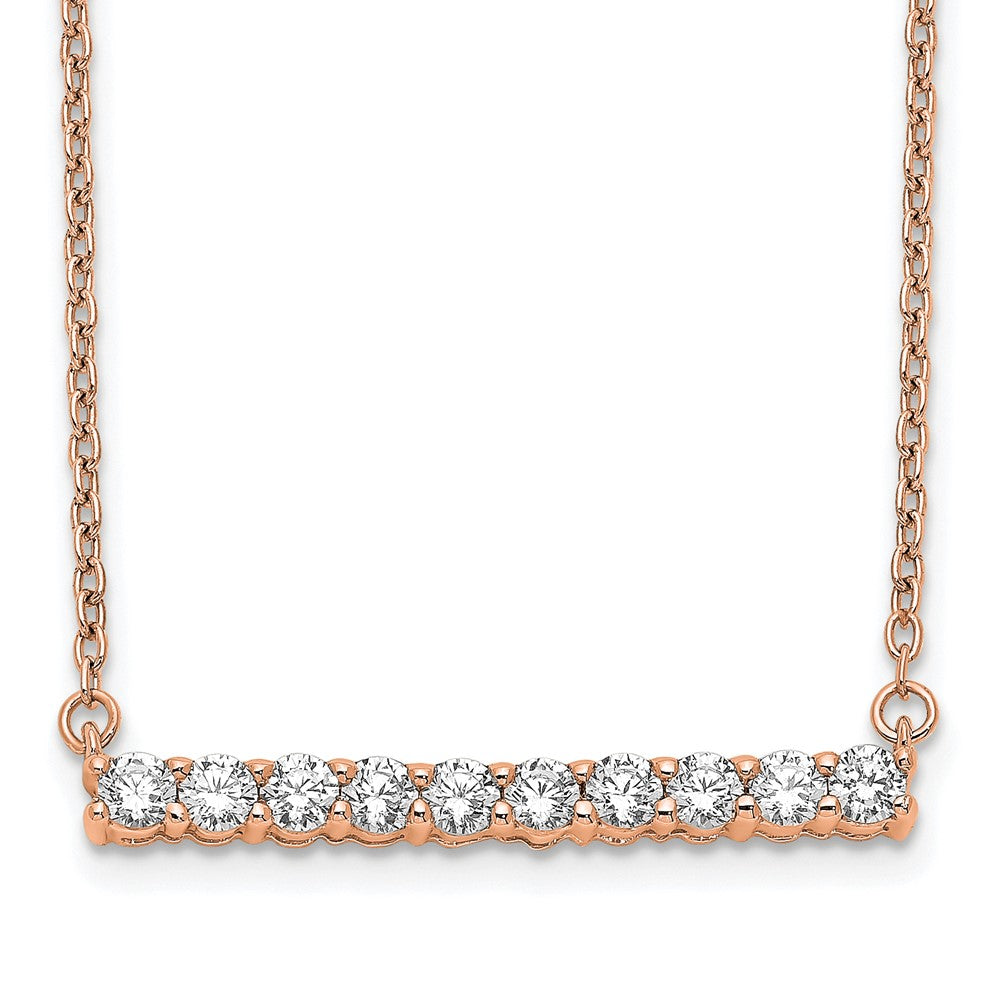14k Rose Gold 1/2 Ct. Lab Grown Diamond VS/SI+ G+ 18 inch Bar Necklace