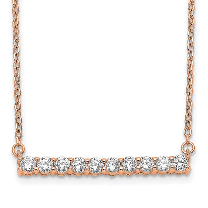 14k Rose Gold 1/2 Ct. Lab Grown Diamond VS/SI+ G+ 18 inch Bar Necklace