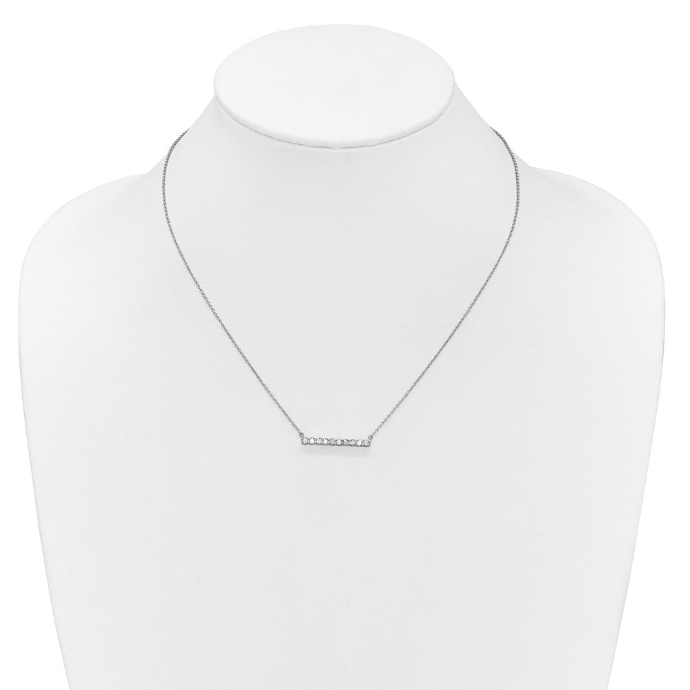 14k White Gold Real Diamond Bar 18 inch Necklace