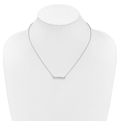 14k White Gold Real Diamond Bar 18 inch Necklace