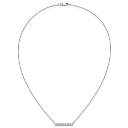 14k White Gold Real Diamond Bar 18 inch Necklace