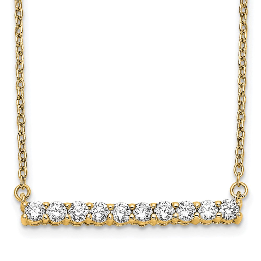 14k Yellow Gold 1/2 Ct. Lab Grown Diamond VS/SI+ G+ 18 inch Bar Necklace