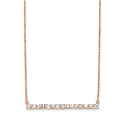 14k Rose Gold 3/4 Ct. Lab Grown Diamond VS/SI+ G+ 18 inch Bar Necklace