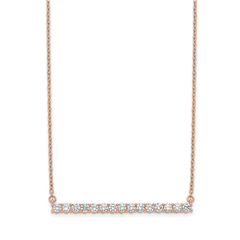 14k Rose Gold 3/4 Ct. Lab Grown Diamond VS/SI+ G+ 18 inch Bar Necklace