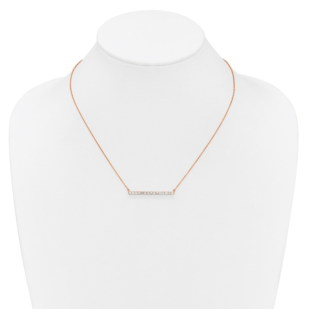 14k Rose Gold 3/4 Ct. Lab Grown Diamond VS/SI+ G+ 18 inch Bar Necklace