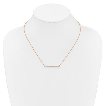 14k Rose Gold 3/4 Ct. Lab Grown Diamond VS/SI+ G+ 18 inch Bar Necklace