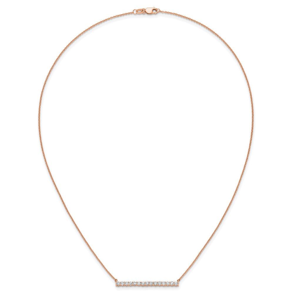 14k Rose Gold 3/4 Ct. Lab Grown Diamond VS/SI+ G+ 18 inch Bar Necklace