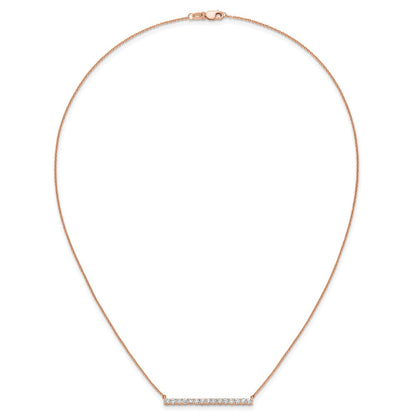 14k Rose Gold 3/4 Ct. Lab Grown Diamond VS/SI+ G+ 18 inch Bar Necklace