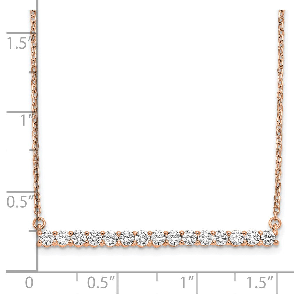 14k Rose Gold 3/4 Ct. Lab Grown Diamond VS/SI+ G+ 18 inch Bar Necklace