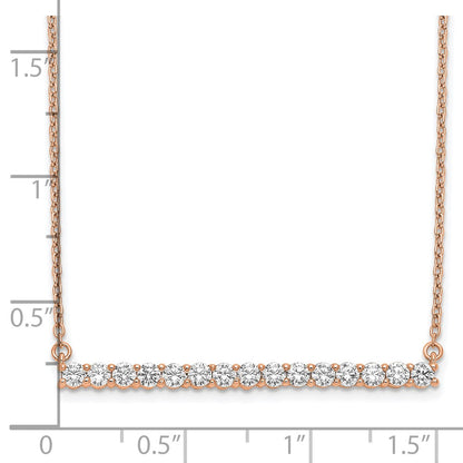 14k Rose Gold 3/4 Ct. Lab Grown Diamond VS/SI+ G+ 18 inch Bar Necklace