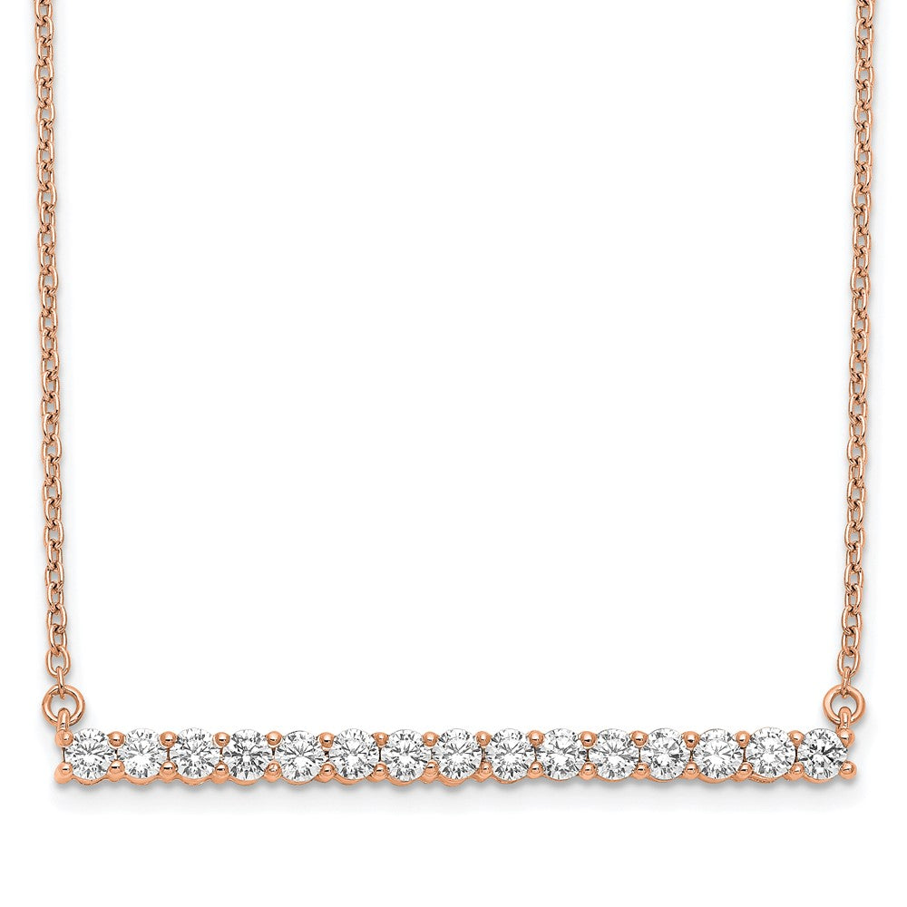 14k Rose Gold 3/4 Ct. Lab Grown Diamond VS/SI+ G+ 18 inch Bar Necklace
