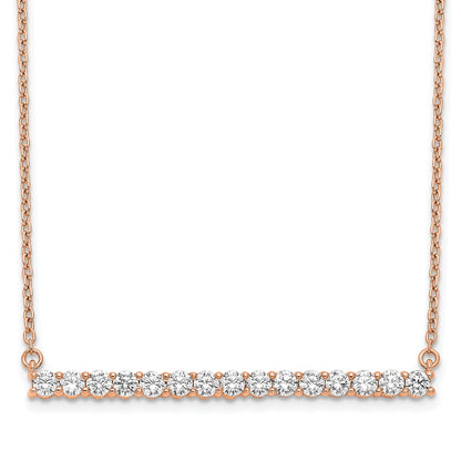 14k Rose Gold 3/4 Ct. Lab Grown Diamond VS/SI+ G+ 18 inch Bar Necklace