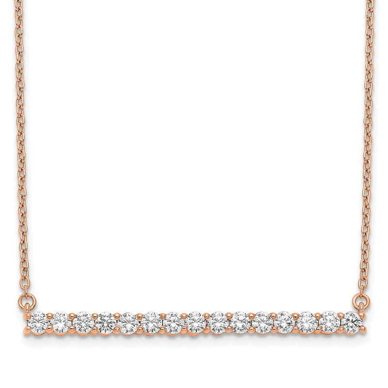 14k Rose Gold 3/4 Ct. Lab Grown Diamond VS/SI+ G+ 18 inch Bar Necklace