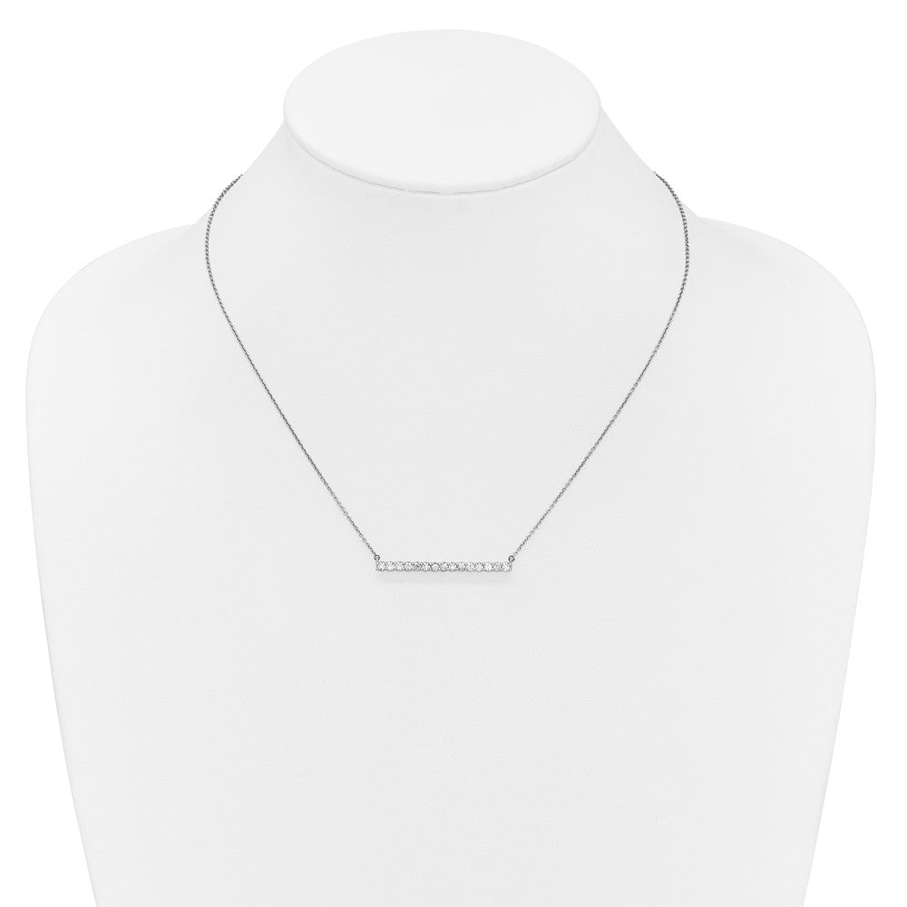 14k White Gold 3/4 Ct. Lab Grown Diamond VS/SI+ G+ 18 inch Bar Necklace