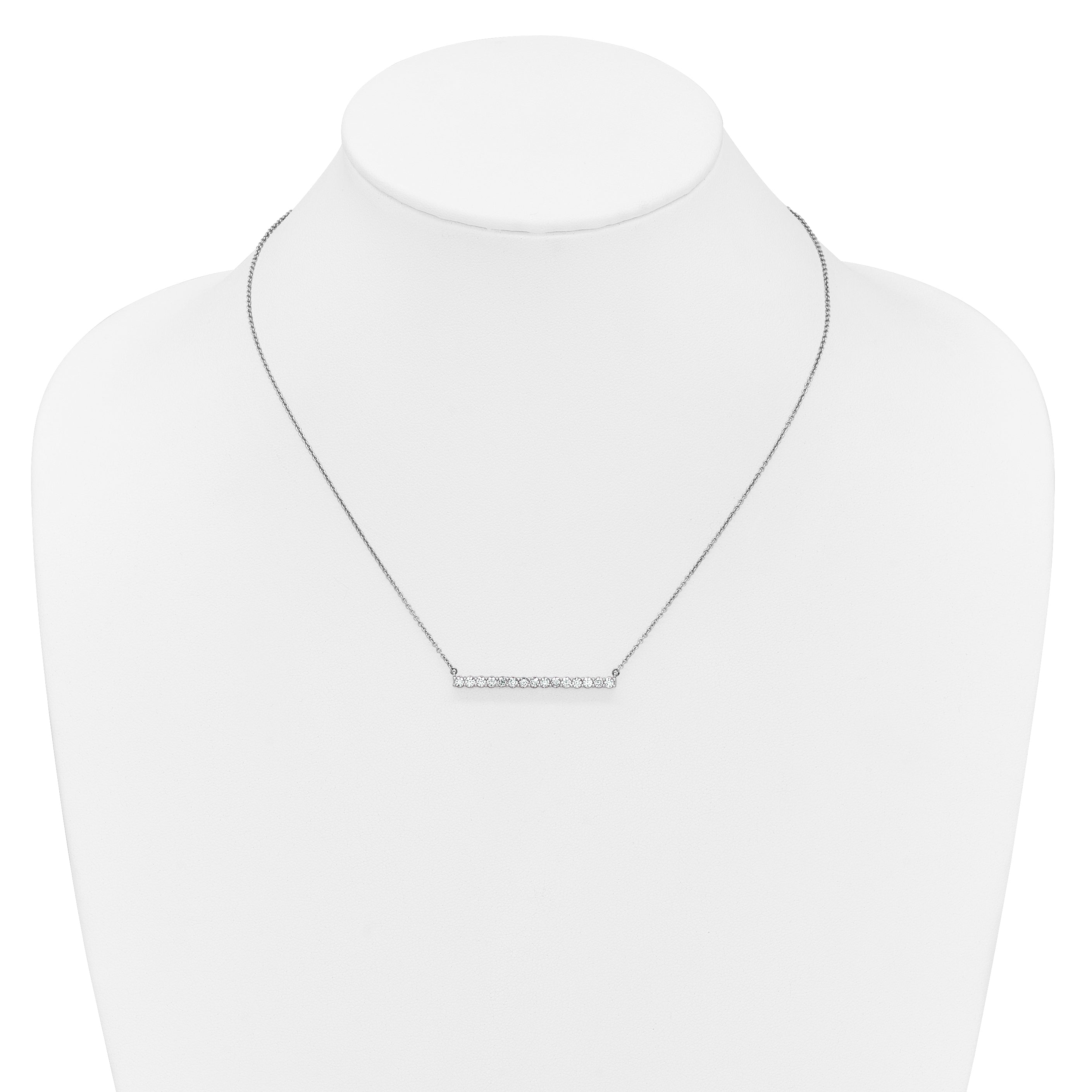 14k White Gold Real Diamond Bar 18 inch Necklace