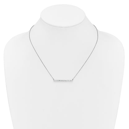 14k White Gold Real Diamond Bar 18 inch Necklace