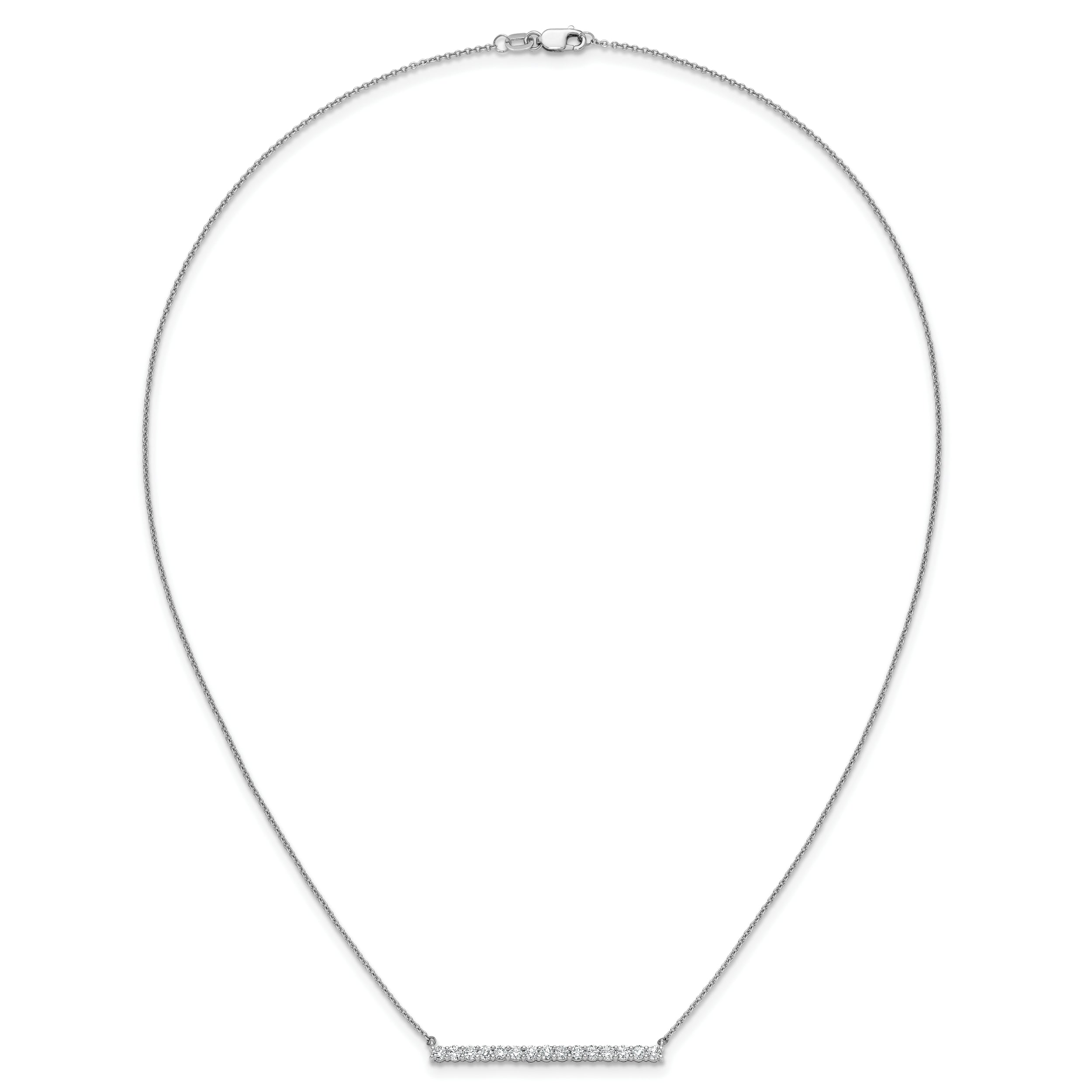 14k White Gold Real Diamond Bar 18 inch Necklace