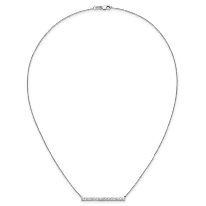 14k White Gold Real Diamond Bar 18 inch Necklace