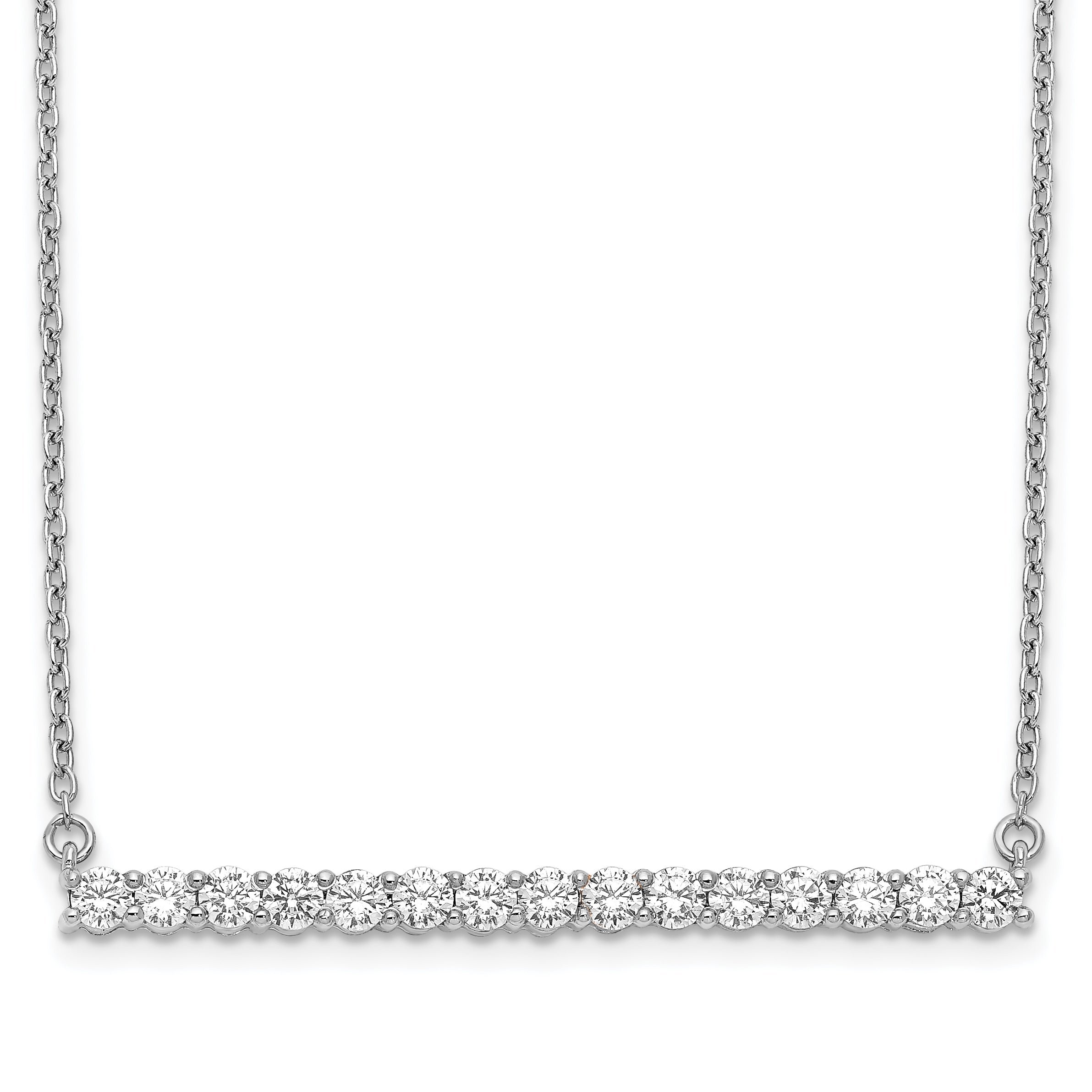 14k White Gold Real Diamond Bar 18 inch Necklace