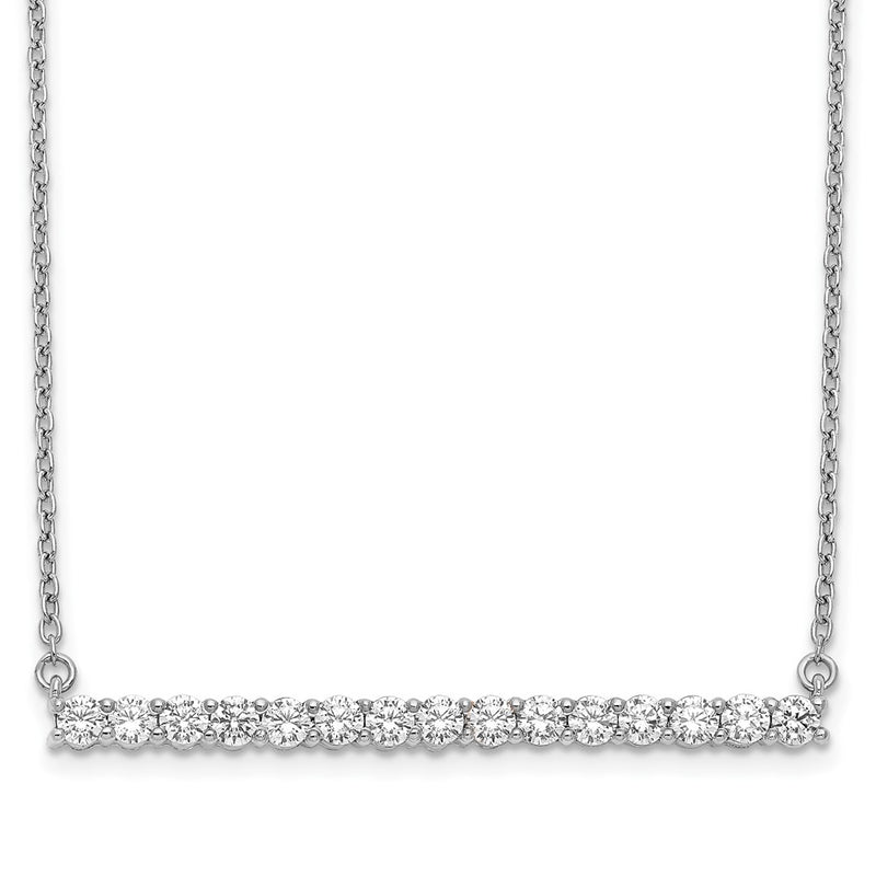 14k White Gold Real Diamond Bar 18 inch Necklace