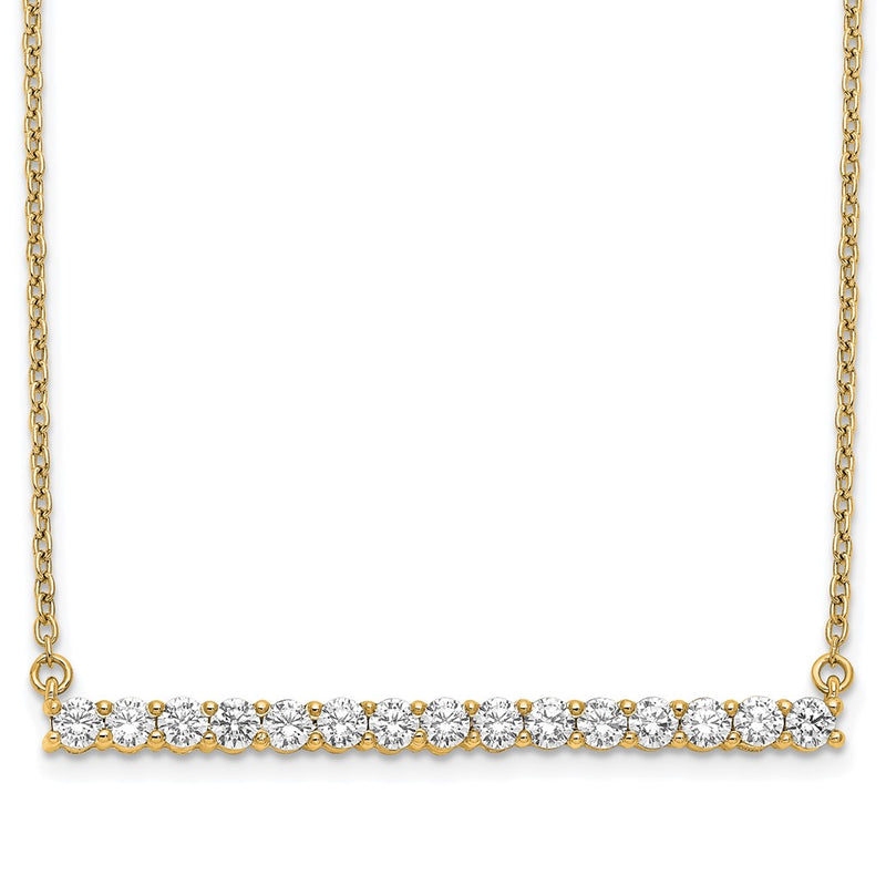 14k Yellow Gold 3/4 Ct. Lab Grown Diamond VS/SI+ G+ 18 inch Bar Necklace