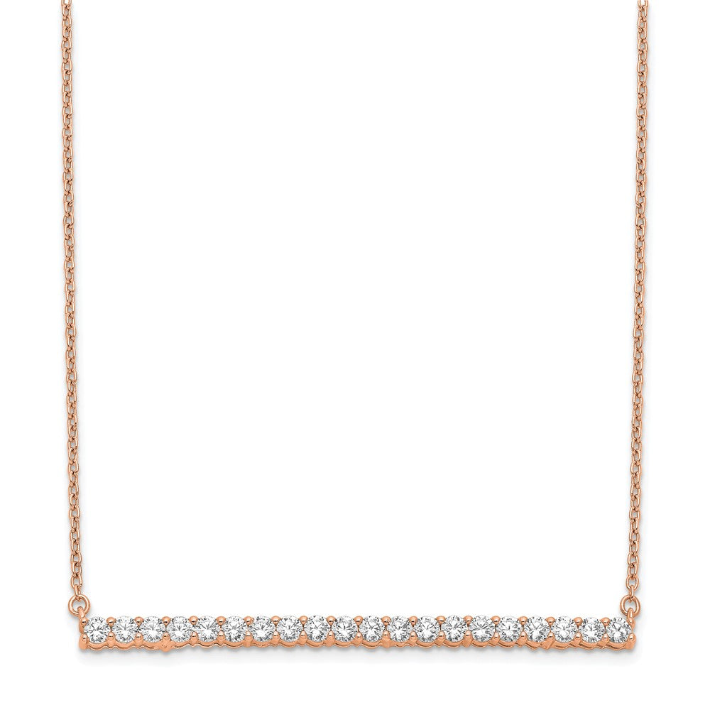 14k Rose Gold 1 Ct. Lab Grown Diamond VS/SI+ G+ 18 inch Bar Necklace