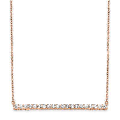 14k Rose Gold 1 Ct. Lab Grown Diamond VS/SI+ G+ 18 inch Bar Necklace