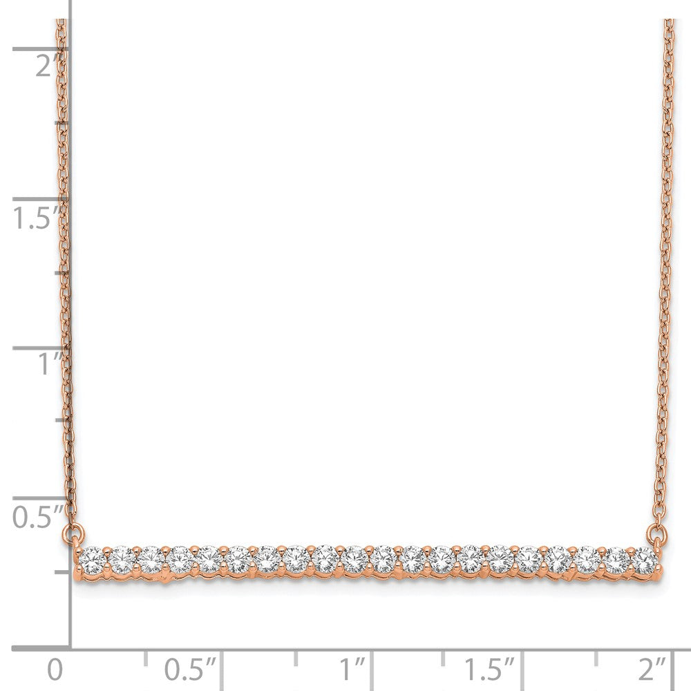 14k Rose Gold 1 Ct. Lab Grown Diamond VS/SI+ G+ 18 inch Bar Necklace