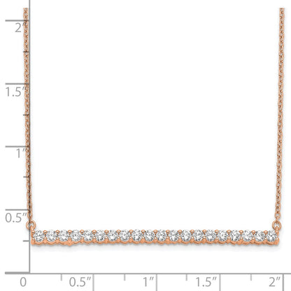 14k Rose Gold 1 Ct. Lab Grown Diamond VS/SI+ G+ 18 inch Bar Necklace