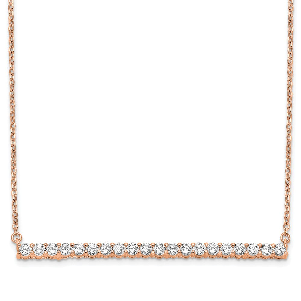 14k Rose Gold 1 Ct. Lab Grown Diamond VS/SI+ G+ 18 inch Bar Necklace