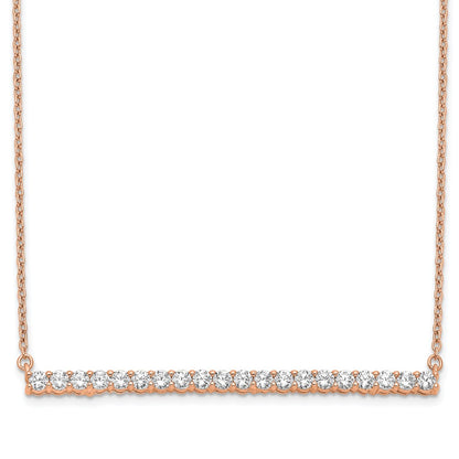 14k Rose Gold 1 Ct. Lab Grown Diamond VS/SI+ G+ 18 inch Bar Necklace