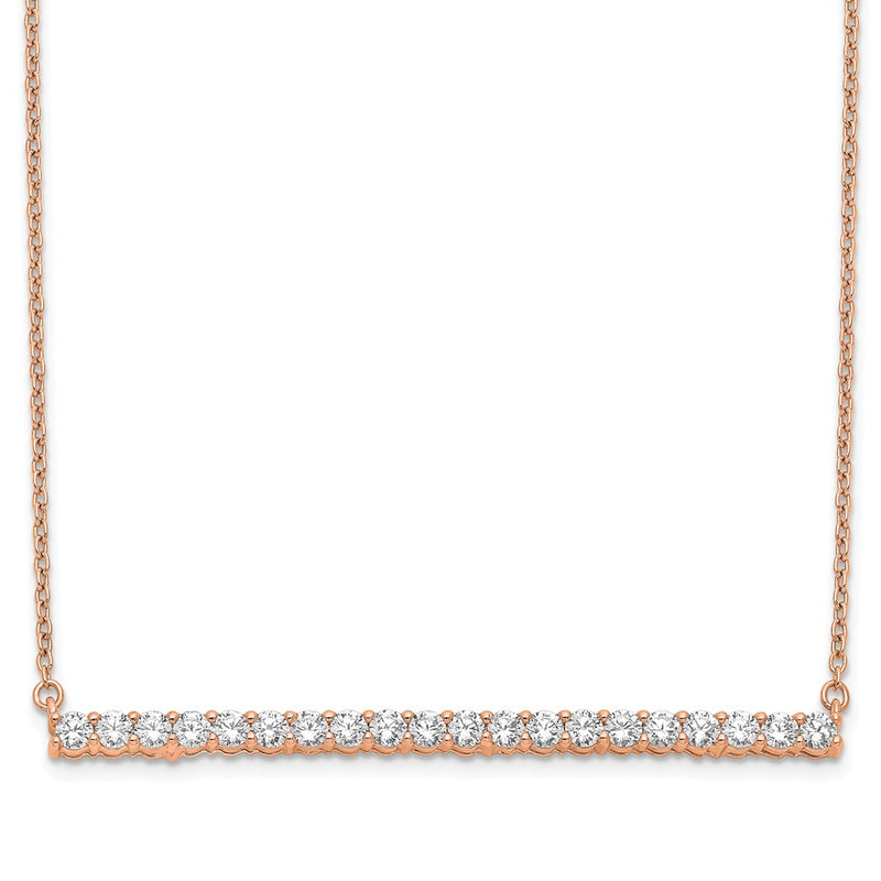 14k Rose Gold 1 Ct. Lab Grown Diamond VS/SI+ G+ 18 inch Bar Necklace