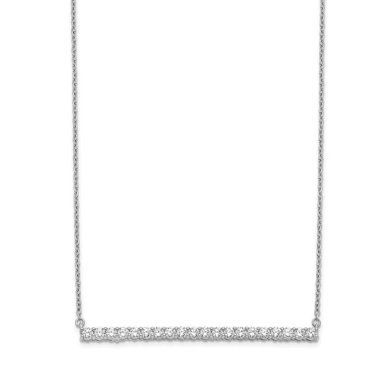 14k White Gold 1 Ct. Lab Grown Diamond VS/SI+ G+ 18 inch Bar Necklace
