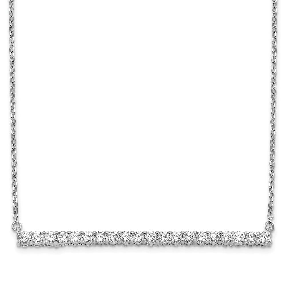14k White Gold 1 Ct. Lab Grown Diamond VS/SI+ G+ 18 inch Bar Necklace