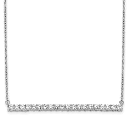 14k White Gold 1 Ct. Lab Grown Diamond VS/SI+ G+ 18 inch Bar Necklace
