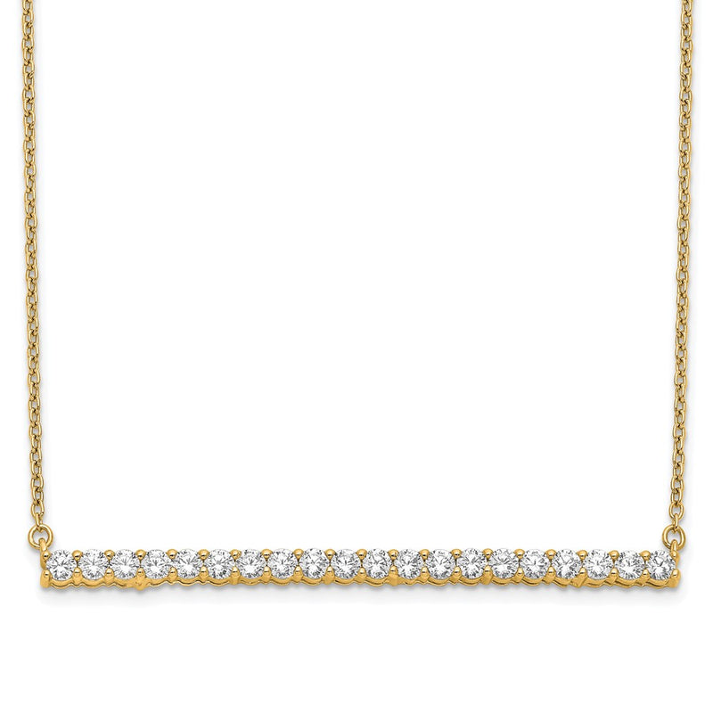 14k Yellow Gold 1 Ct. Lab Grown Diamond VS/SI+ G+ 18 inch Bar Necklace
