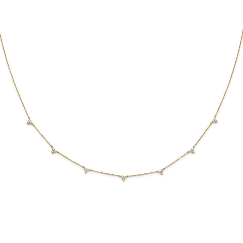 14k Yellow Gold 1 Ct. Lab Grown Diamond VS/SI+ G+ Seven Station 18 inch Necklace