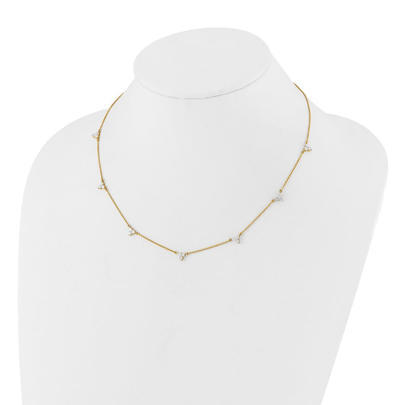 14K Yellow Gold True Origin 1 Carat Lab Grown Diamond Vs Def Multi Station 18 Inch Necklace