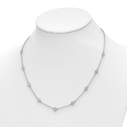 14k White Gold Real Diamond Multi Station Necklace