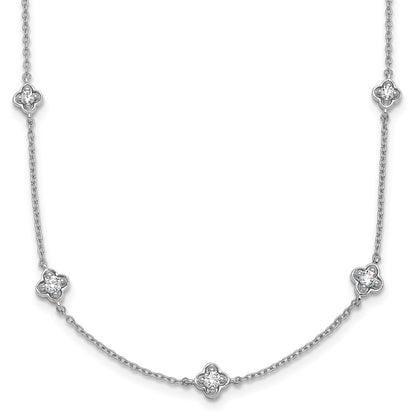 14k White Gold Real Diamond Multi Station Necklace