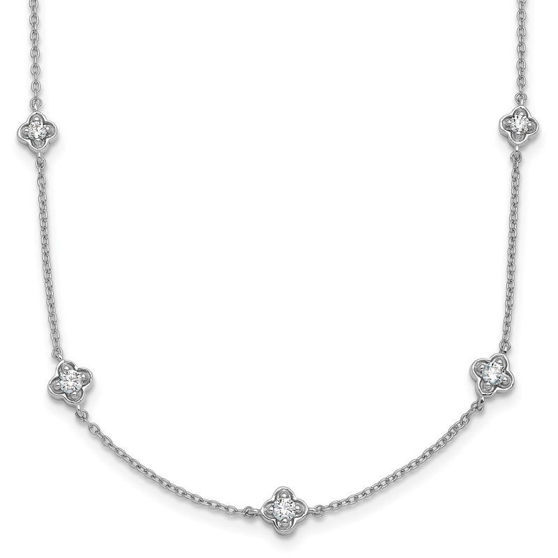 14k White Gold Real Diamond Multi Station Necklace