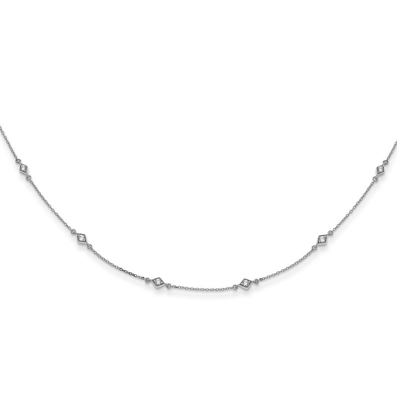 14k White Gold 1/2 Ct. Lab Grown Diamond VS/SI+ G+ Nine Station 18 inch Necklace