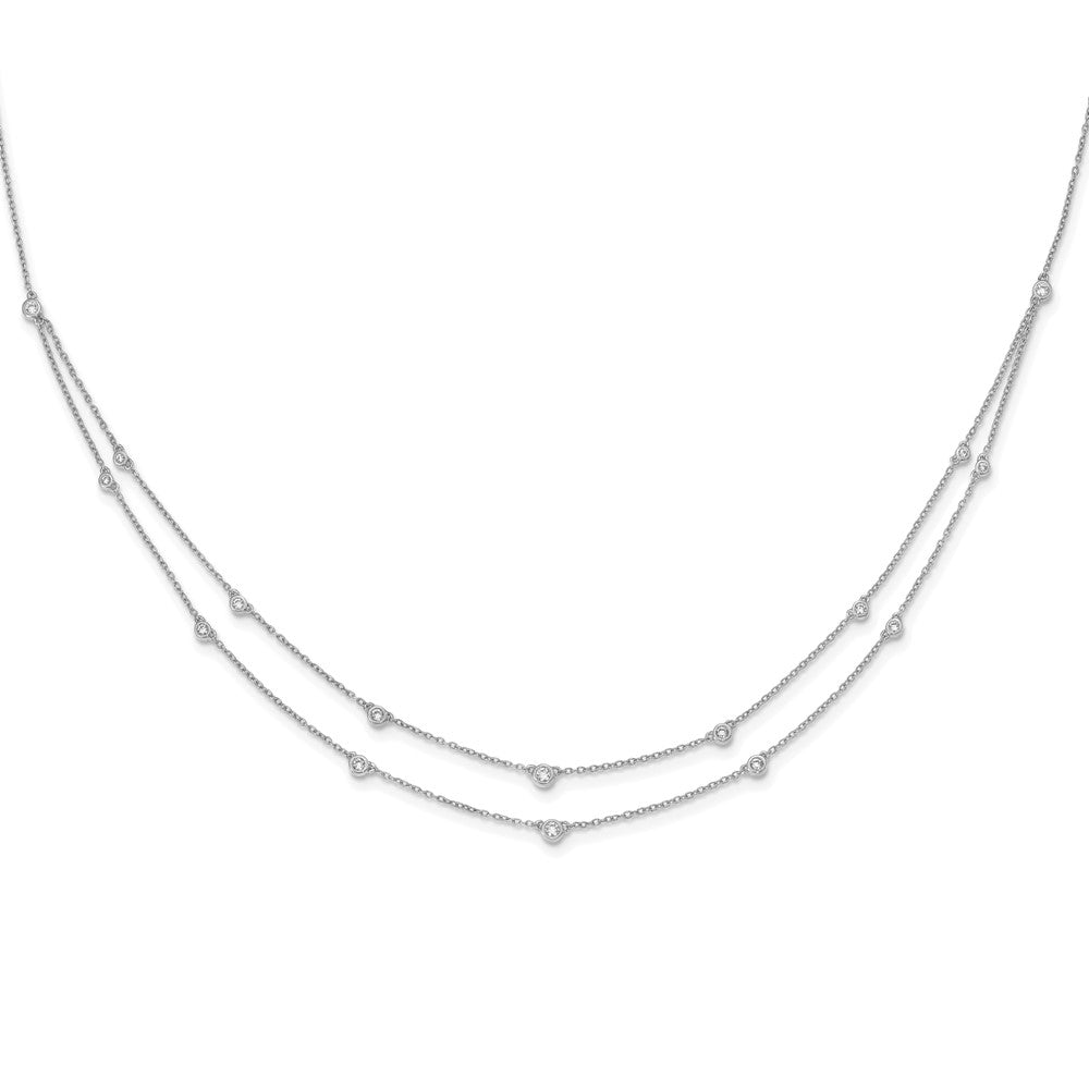 14k White Gold 1/2 Ct. Lab Grown Diamond VS/SI+ G+ Sixteen Station Double Strand 18 inch Necklace