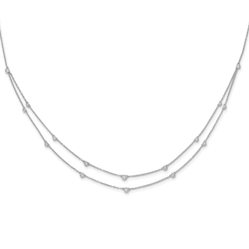 14k White Gold 1/2 Ct. Lab Grown Diamond VS/SI+ G+ Sixteen Station Double Strand 18 inch Necklace