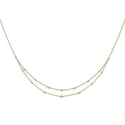 14k Yellow Gold 1/2 Ct. Lab Grown Diamond VS/SI+ G+ Sixteen Station Double Strand 18 inch Necklace