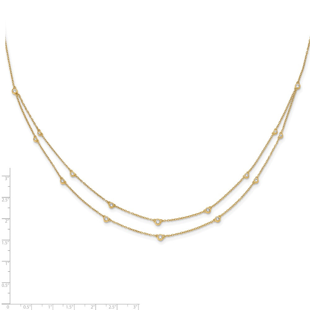 14k Yellow Gold 1/2 Ct. Lab Grown Diamond VS/SI+ G+ Sixteen Station Double Strand 18 inch Necklace