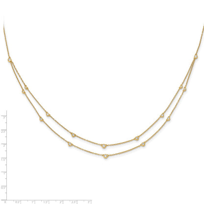 14k Yellow Gold 1/2 Ct. Lab Grown Diamond VS/SI+ G+ Sixteen Station Double Strand 18 inch Necklace