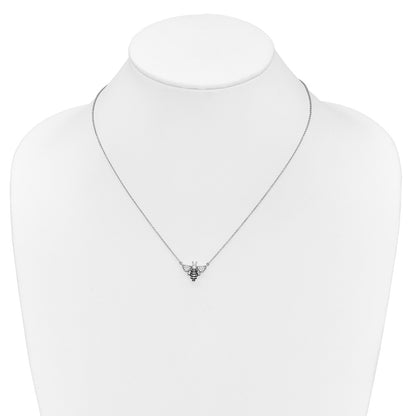 14k White Gold Real Diamond Bee 18 inch Necklace