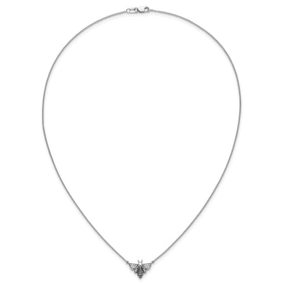 14k White Gold Real Diamond Bee 18 inch Necklace